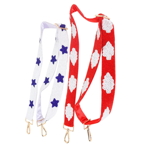 Sangle en tissu à motif de football bleu, accessoire de mode perlé pour poignée d'épaule - Product Image 4