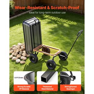 Carrello da Giardino Gigante da 600 Libbre con Sistema di Scarico Rapido a 90° e Ruota Girevole a 180° per Facile Trasporto in Giardino - Product Image 6