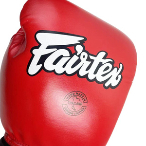 ถุงมือชกมวย Fairtex รุ่นขายดีที่สุด สำหรับการต่อสู้ระดับมืออาชีพ สีแดง หนังแท้ สำหรับมวยไทย คิกบ็อกซิ่ง แบบมีสายรัด Fairtex - Product Image 3