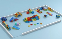 Parque Infantil Interior con Tobogán y Bloques Suaves para Niños, Plástico Multicolor, Uso Comercial, 1200x600, 100-500kg