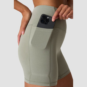 Vêtement de sport pour femme de haute qualité, vente en gros, dos en V, effet push-up fessier, compression, motif uni, poches latérales, coupe ajustée, extensible, tricoté - Product Image 4