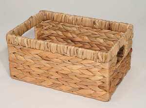 Ensemble de paniers de rangement modernes en jacinthe d'eau tressée ouverte, écologiques, avec poignées intégrées, pour usage domestique, fabriqués au Vietnam - Product Image 2