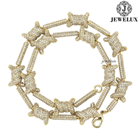 Collier de qualité export en argent 925 plaqué rhodium avec moissanite, chaîne à maillons animaux, bijoux de luxe pour soirée, unisexe, pour l'exportation