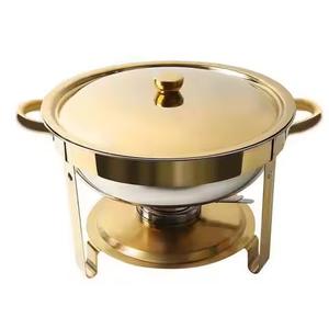 Chauffe-Plat de Luxe en Acier Inoxydable Doré avec Couvercle pour Buffet, Hôtellerie et Restauration – Ensemble de Service Alimentaire - Product Image 1