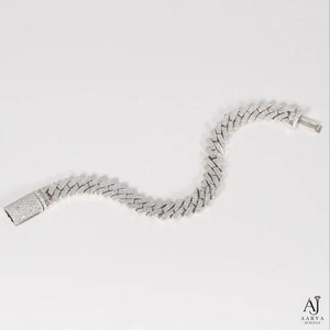 Pulsera de Cadena Cubana de Plata de Ley 925 Chapada en Oro con Moissanita, Corte Brillante Redondo, Unisex, Joyería Hip Hop para Fiesta - Product Image 2