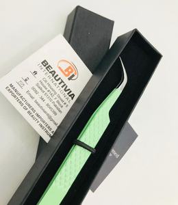 Applicateur de cils incurvé en J en acier inoxydable durable professionnel de haute qualité pince à épiler faux cils de marque privée forte - Product Image 5