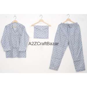 Conjunto de Pijama para Mujer 100% Algodón, Cuello Camisero, Manga Larga, Estampado Floral, Cintura Elástica, Largo Completo, Suave y Transpirable para Todas las Temporadas - Product Image 5