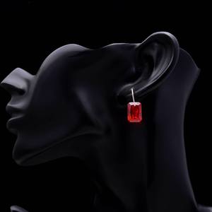 Pendientes colgantes octogonales de zafiro naranja, plata de ley 925, joyería hecha a mano, regalo de Navidad para mujer, oferta al por mayor - Product Image 2