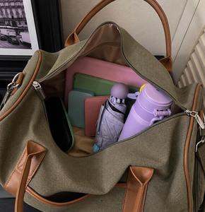 Custom Vintage Canvas Genuine Leather <b>Travel</b> <b>Bag</b> Waterproof Heavy Duty Large Weekender Duffel Luggage <b>Bag</b> LCTB-0100 - Product Image 3