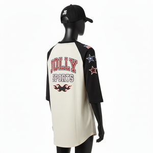 Camiseta de Béisbol para Mujer, de Calidad, en Malla de Poliéster GSM, Paneles Blancos y Negros, Logotipo Personalizado Impreso, Camiseta de Béisbol de Algodón para Mujer - Product Image 5