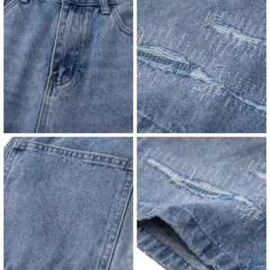 กางเกงยีนส์ขาสั้นผู้ชายแฟชั่นลำลองผ้าฝ้ายดีไซน์พิเศษ สวมใส่สบายทรงหลวม - Product Image 3