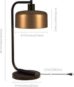 20.5 Inch Tall Designer Table <b>Lamp</b> Blackened Bronze Brass Metal Shade Elegant Desk <b>Lamp</b> for Home Decoration - Product Image 3