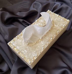 กล่องใส่กระดาษทิชชูเรซิ่นอีพ็อกซี่ กล่องใส่กระดาษเช็ดหน้า กล่องใส่กระดาษทิชชูแบบมีลูกปัด กล่องใส่กระดาษทิชชูสุดหรู - Product Image 1