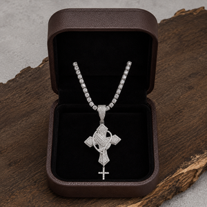 Custom Hip Hop Praying Hands Cross Pendant With Tennis <b>Chain</b> <b>Iced</b> <b>Out</b> Moissanite Silver Necklace Wholesale - Product Image 5