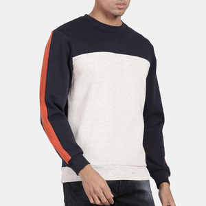 เสื้อสเวตเชิ้ตคอกลมแขนยาวสีกรมท่าขาวแดงแบบมีแผงไหล่สำหรับผู้ชาย ขายส่งสำหรับฤดูหนาว - Product Image 5
