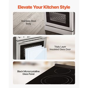 Horno Eléctrico Compacto de 30 Pulgadas y 4.8 Pies Cúbicos Estufa de Cocina de Acero Inoxidable de 5 Quemadores con Capacidad de Ft., Estantes de Fácil Acceso y Cajón de Almacenamiento - Product Image 5