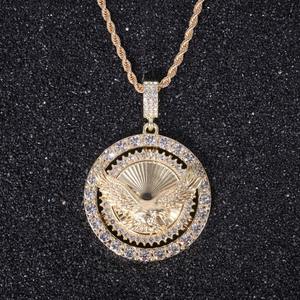 Nuevo Collar con Colgante de Águila Giratorio de Aleación de Zinc de 45cm con Diamantes Redondos, Estilo HIPHOP Rap Punk, Venta al por Mayor Oro - Product Image 6