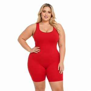 Scoop Neck Plus Size Bodysuit Women Sleeveless Short Length Shapewear Bodycon Suit Eco-Friendly Gym Wear One-Piece Suit - Product Image 2