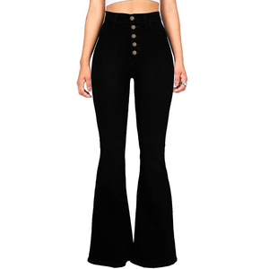 Pantalones de Campana de Cintura Alta Premium para Mujer con Logotipo Personalizado, Pantalones de Campana Elásticos y Cómodos para Uso Casual, Moda Urbana - Product Image 1