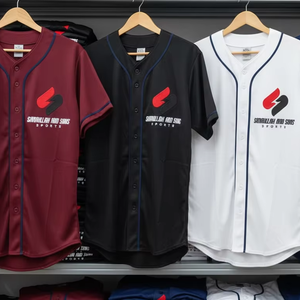 Chemise de baseball au design original, respirante, imprimée numériquement, en maille polyester 180g, col en V, logo personnalisé, nom brodé, unisexe - Product Image 2