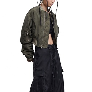 Latest Streetwear Y2K Fashion Winter Canvas Cropped Bomber Jackets Women OEM Custom Personalized Designs <b>Hip</b> Hop Vintage Quick - Product Image 3