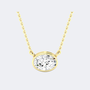 Collier solitaire ovale 7.00 CTW serti clos avec diamant de laboratoire, plaqué or 9 carats, certifié IGI, bijoux de luxe - Product Image 1