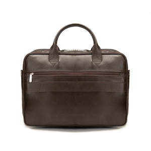 Professional Dark Brown Leather Office <b>Bag</b> with Padded Laptop Sections and Durable Zipper Closures Wholesale Supply - Product Image 2