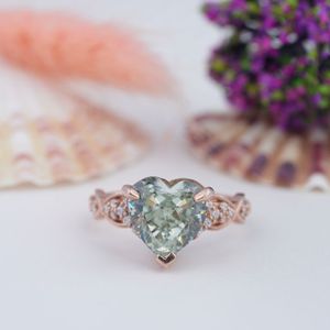 Anillo de Compromiso Romántico Hecho a Mano en Oro Rosa con Zafiro Rosa Corte Corazón y Engaste de Garras en Plata de Ley 925 para Mujer, Ideal para Fiestas - Product Image 6