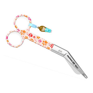 Ciseaux à bec de canard manuels en acier inoxydable avec motif de pattes de chien orange pour des coupes rapides et précises sur les bandages - Product Image 4