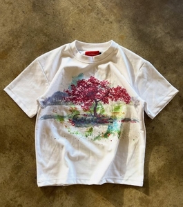 Camiseta Blanca de Manga Corta para Hombre, Cuello Redondo, Estilo Casual, Diseño de Árbol Pintado a Mano, 100% Algodón, Corte Regular, Secado Rápido, 320g - Product Image 5