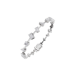 Aarinya Fancy-Cut Lab Grown Diamond 925 <b>Sterling</b> <b>Silver</b> Loose <b>Bracelet</b> IGI Certified Mixed-Cut Lab-Grown Diamond Tennis <b>Bracelet</b> - Product Image 2