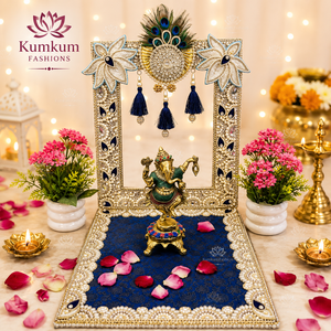 Decoración Artesanal India Más Vendida: Ídolo Decorativo de Dios Singhasan, Fondo para Laddu Gopal Krishna Ganesha, Decoración Festiva para Sala de Pooja y Hogar - Product Image 1