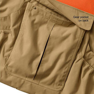 Chaleco con cuello en V para hombre, color naranja y caqui, con bolsillos, transpirable, de un solo botón, estilo casual de primavera - Product Image 2