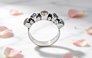 Bague R Art Palace Cluster avec pierres en zircone cubique, argent plaqué 925, acier inoxydable, bague moderne unisexe tendance - Product Image 2