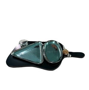 Black Metal Snack Platter Serving <b>Tray</b> with Eco-Friendly Bowl for Parties for Indian Occasions Export Quality - Product Image 1