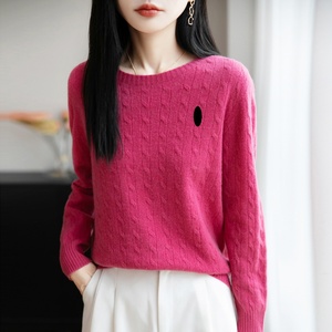 Suéter de Punto Blanco para Mujer, Manga Larga, Cuello Redondo, Color Sólido, Invierno, 100% Acrílico, Antipilling, Corte Regular - Product Image 5