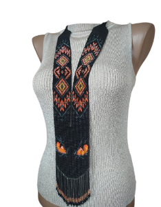 สร้อยคอประดับลูกปัดสีดำสุดฮิต "ดวงตาหมาป่า" งานแฮนด์เมดลายชนเผ่ารูปทรงเรขาคณิต เครื่องประดับยูเครนลึกลับ เหมาะสำหรับเป็นของขวัญ - Product Image 5