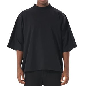 Camiseta de punto extragrande para hombre, de color sólido, con ribete en contraste, cuello redondo, manga corta, informal - Product Image 5