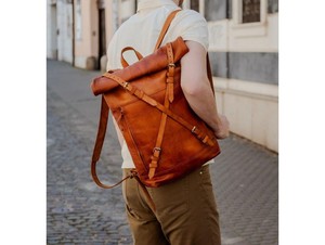 Handcrafted Genuine Leather Anti-Theft <b>Roll</b> Top <b>Backpack</b> Vintage <b>Backpack</b> Bag Unisex Waterproof Travel Day Pack Zipper LTBP-0275 - Product Image 6