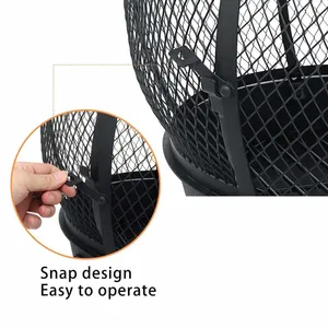 <b>Cast</b> Iron Chimenea Fire Pit With Ash <b>Pan</b> Outdoor Wood Burning Heater Freestanding Portable Powder Coated Black - Product Image 5