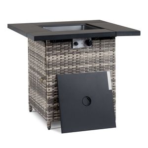 Tavolo da Esterno con Braciere da 28 Pollici, 50000 BTU, a Gas, in Pietra Vulcanica Nera, Forma Rettangolare, Include Accessori in Vetro per Fuoco - Product Image 2