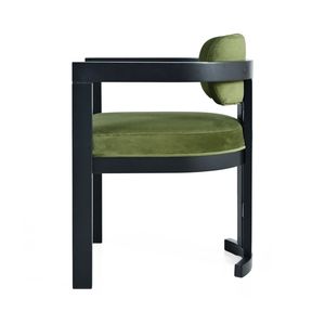 Set of 2 Green & Black Indoor <b>Upholstered</b> Wood Dining <b>Chairs</b> - Product Image 5