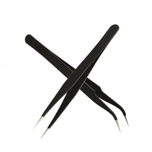 แหนบติดขนตาสีดำ สแตนเลสสตีล ปลายเรียบ สำหรับติดขนตาปลอม ความยาว 10 มม. - Product Image 4