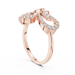 Luxury Bow Shape Diamond Ring Unisex | Infinity <b>Ribbon</b> Design | Micro Pave Setting | Moissanite Ring | Rose Gold Alloy Jewelry - Product Image 4