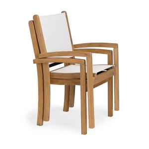 เก้าอี้ไม้สักพรีเมียมสำหรับกลางแจ้ง พร้อมเบาะและพนักพิงแบบสลิง เก้าอี้รับประทานอาหารสำหรับลานบ้านทันสมัย ทนทานต่อสภาพอากาศ เหมาะสำหรับรีสอร์ทและธุรกิจบริการ - Product Image 2