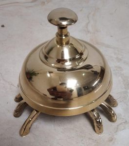 Campana de Escritorio Antigua de Latón Pulido para Recepción de Hotel, Oficina, Escuela - Campana de Servicio de Escritorio - Product Image 5