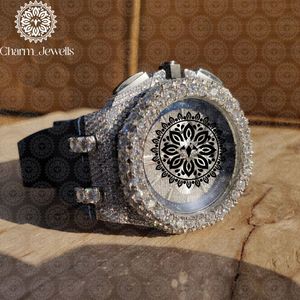 Charm Jewells Luxury Men's Watch 40mm Stainless Steel Diamond Encrusted <b>Chronograph</b> Analog Mechanical Movement 10 Bar Water - Product Image 5