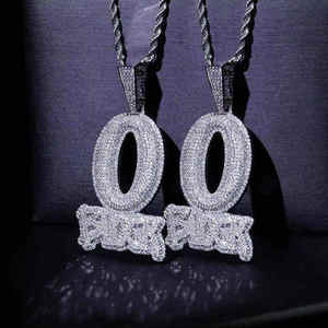 O Block <b>Iced</b> <b>Out</b> Zircon Pendant Necklace Micro Pave Brass <b>Chain</b> Jewelry for Men Party Wear - Product Image 6