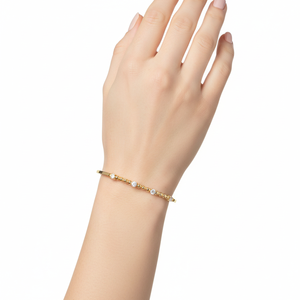 Brazalete de Oro de 9K con Diamantes Cultivados en Laboratorio, Diseño Clásico con Cuentas, para Mujer, Regalo de Joyería Fina para Novias y Fiestas - Product Image 3