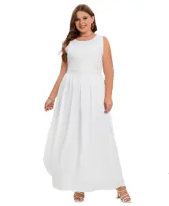 Personalizado Moda Feminina Vestuário Maxi Vestido Sem Mangas Império Cintura OEM Fabricante